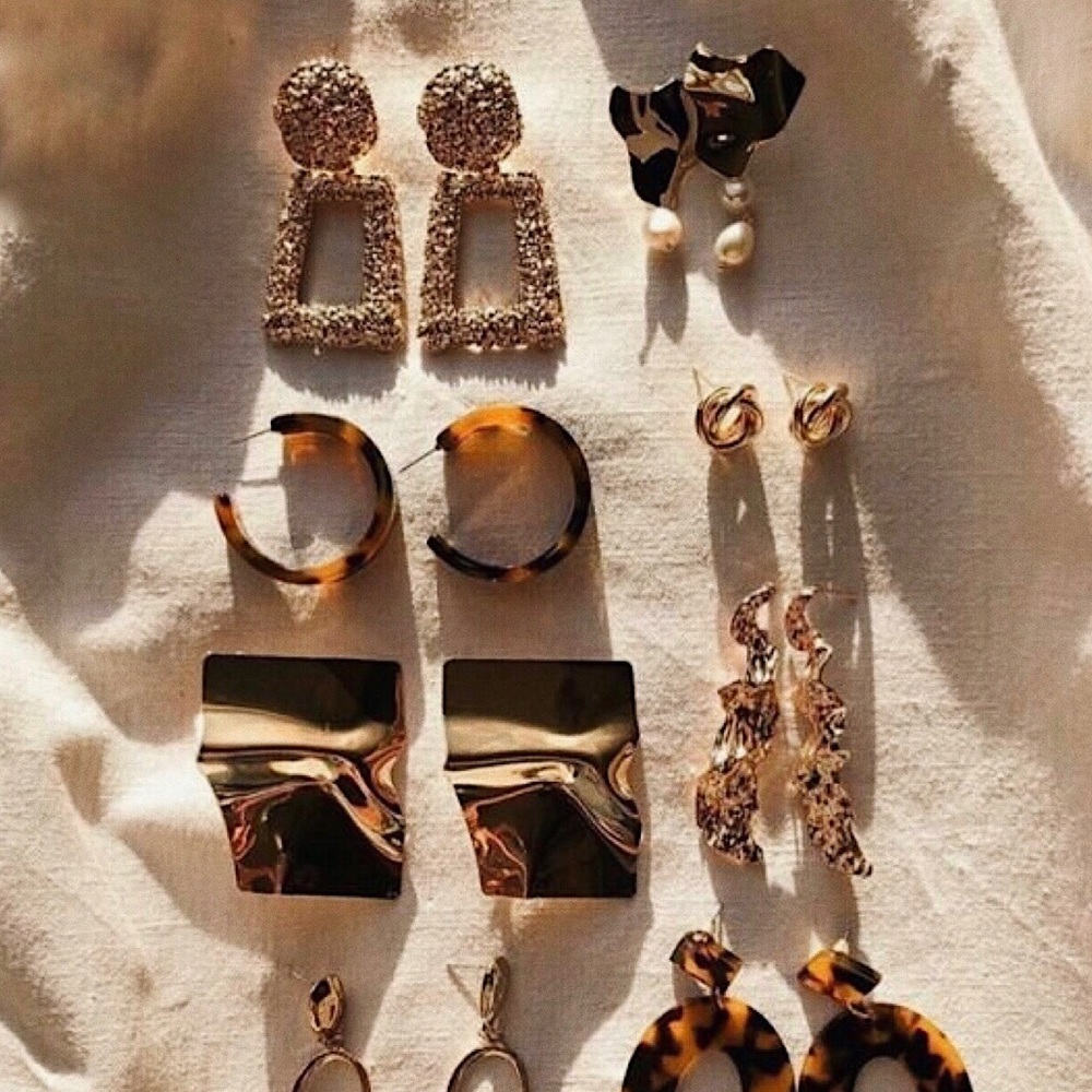 Gold Statement Trendy Chic Earrings